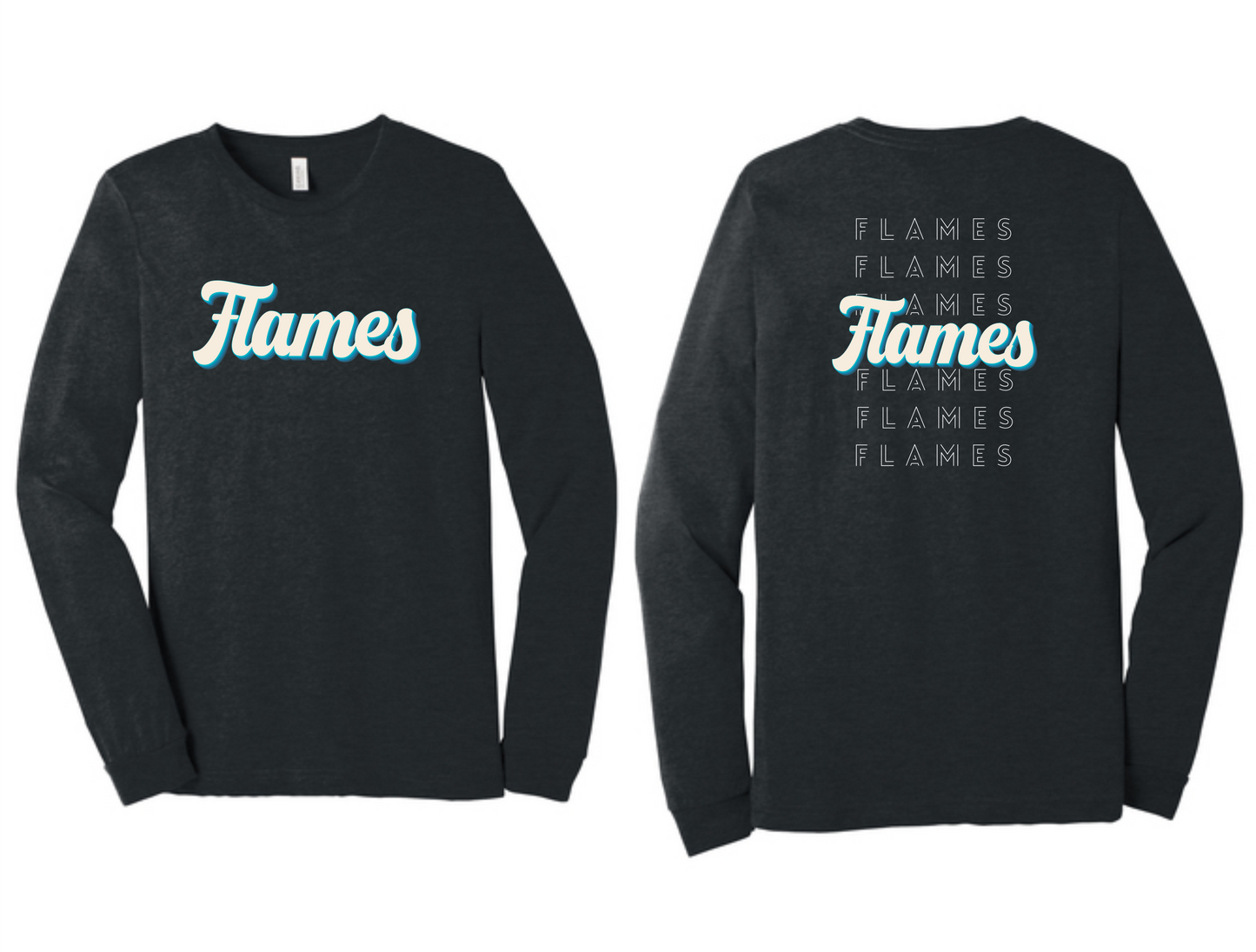 Kuest Blue Flames Long Sleeve T-Shirt w/Back