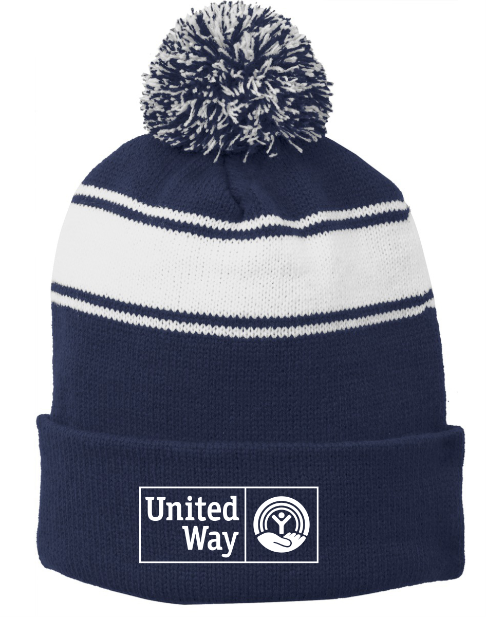 United Way Sport-Tek® Stripe Pom Pom Beanie
