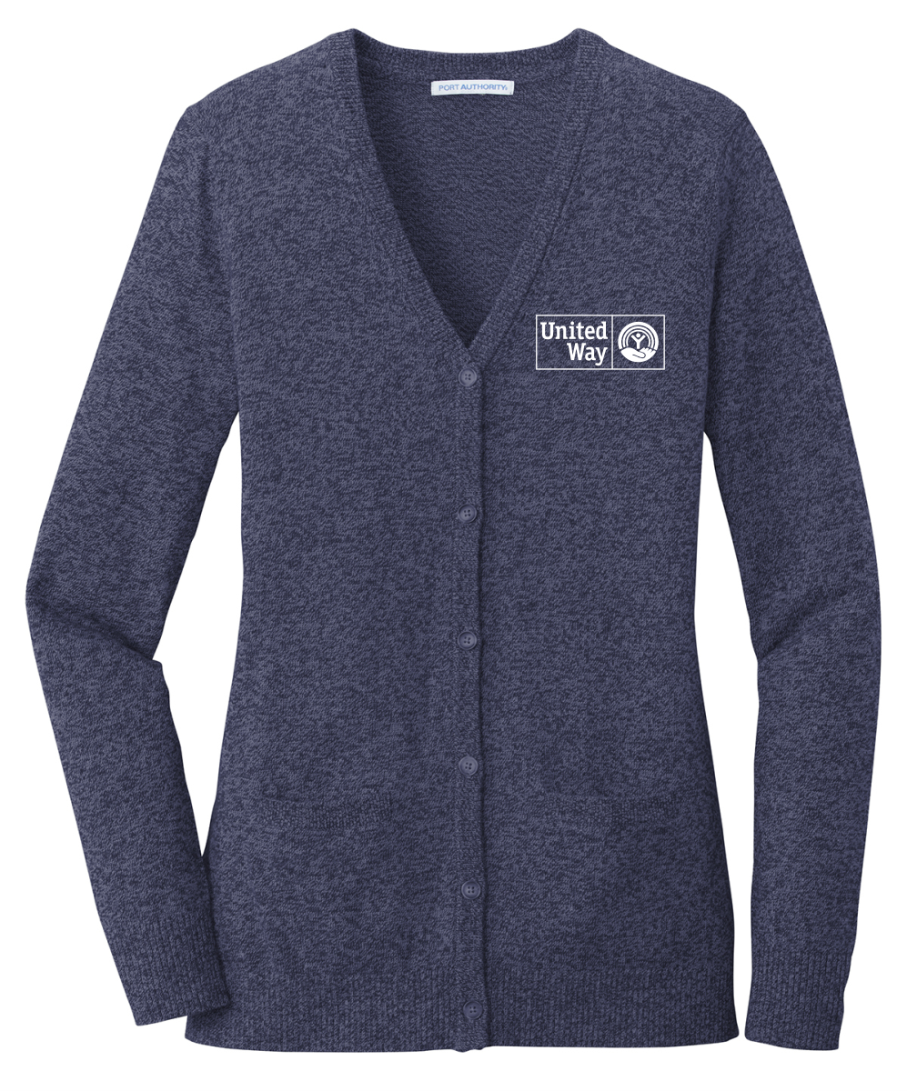 United Way Port Authority Ladies Marled Cardigan Sweater