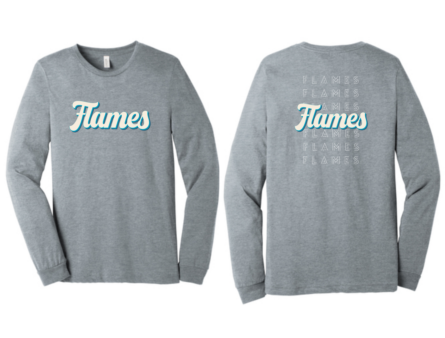 Kuest Blue Flames Long Sleeve T-Shirt w/Back