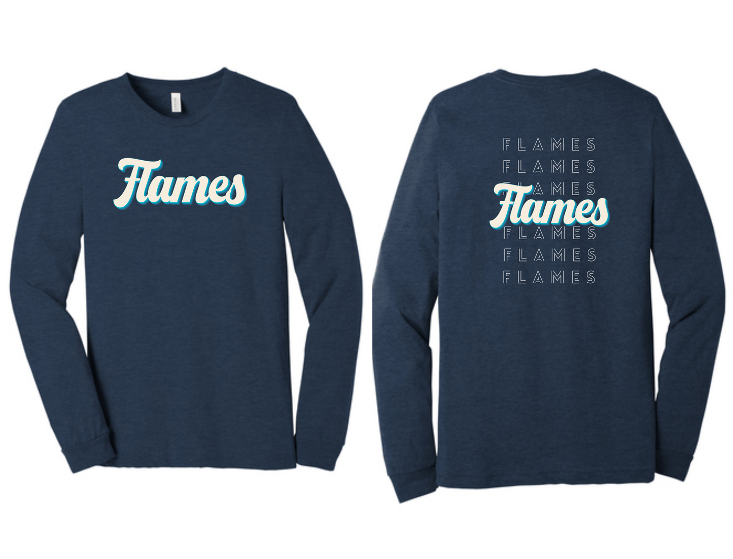 Kuest Blue Flames Long Sleeve T-Shirt w/Back