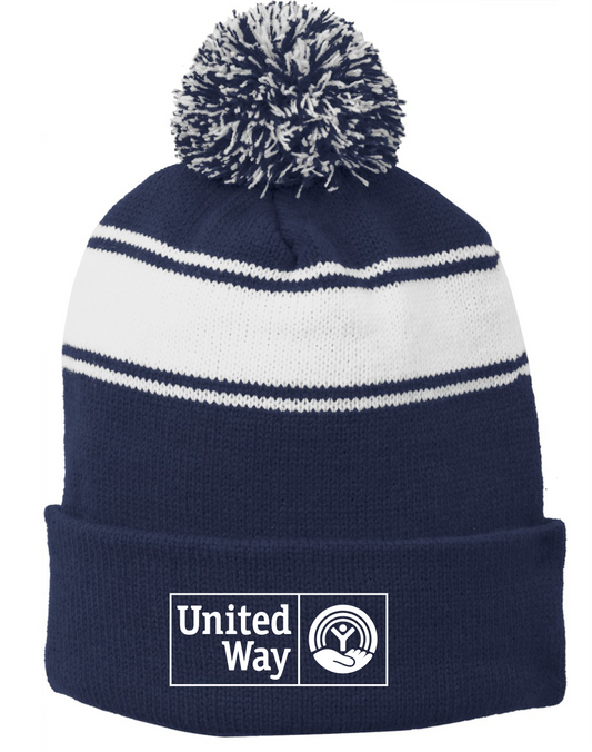 United Way Sport-Tek® Stripe Pom Pom Beanie