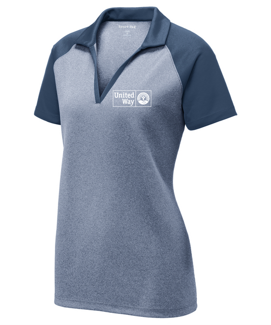 United Way Sport-Tek ® Ladies PosiCharge ® RacerMesh ® Raglan Heather Block Polo