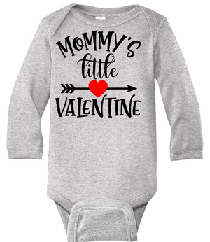 Mommy's Little Valentine Infant Long Sleeve Baby Rib Bodysuit